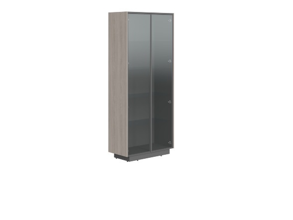 Шкаф шир. выс. со стеклянными дверями в раме СФ-574304 Дуб светлый/Белый премиум 900х430х2100 LINE