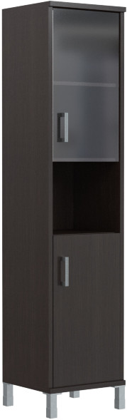 Шкаф-колонка высокая с малой стеклянной дверью и глухой B 431.10(R)  Венге Магия 475х450х2054