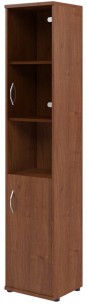 Шкаф колонка с малой глухой и стеклянной дверьми СУ-1.4(R) Орех Французcкий 406*365*1975
